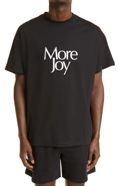 Shop More Joy Unisex Logo Oversize Organic Cotton Graphic Tee In Black