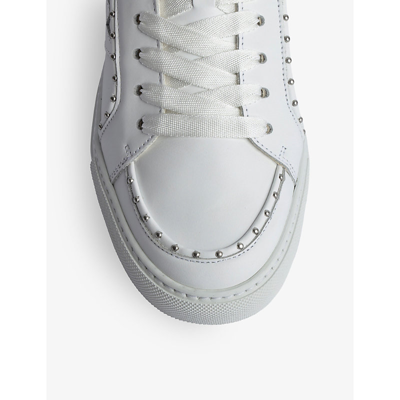 Shop Zadig & Voltaire Zadig&voltaire Women's Blanc Zv1747 Smooth Studded Leather Trainers