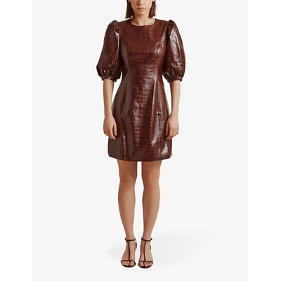 Shop By Malina Women's Hazel Vivianne Croc-effect Faux-leather Mini Dress
