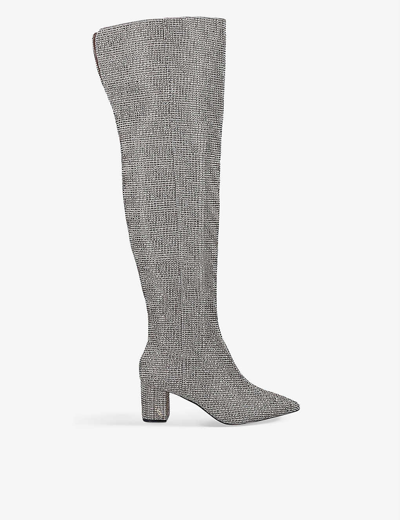Kurt Geiger Burlington Crystal-embellished Leather Over-the-knee Boots In  Beige | ModeSens