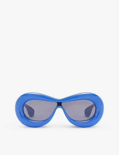 Shop Loewe G000270x04 Inflated Round-frame Acetate Sunglasses In Ink Blue