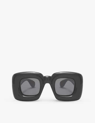 Shop Loewe Women's Black G000270x05 Inflated Square-frame Acetate Sunglasses