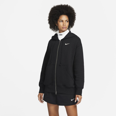 Shop Nike Women's  Sportswear Phoenix Fleece Oversized Full-zip Hoodie In Black