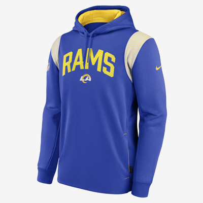Shop Nike Men's  Therma Athletic Stack (nfl Los Angeles Rams) Pullover Hoodie In Blue