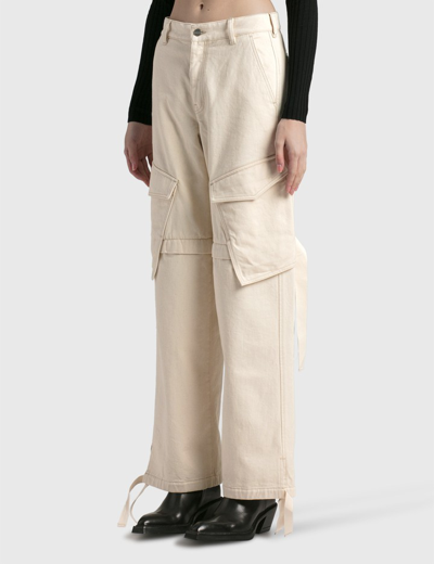 Shop Dion Lee Denim Parachute Pants In White