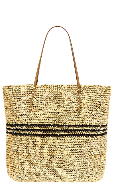 Hat Attack Luxe Stripe Tote In Tan