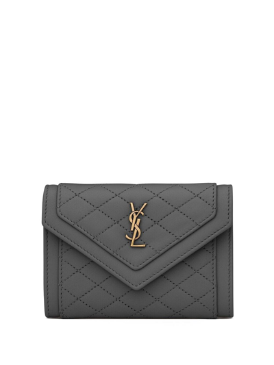 Shop Saint Laurent Gaby Small Envelope Wallet In Grey