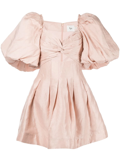 Shop Aje Knot Detail Puff Sleeve Dress In Pink