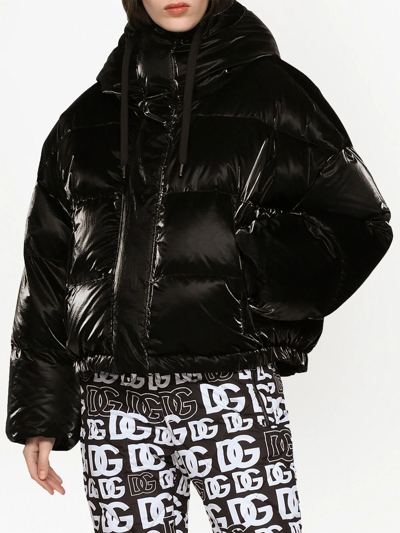 Shop Dolce & Gabbana Coated Down Jacket In Black