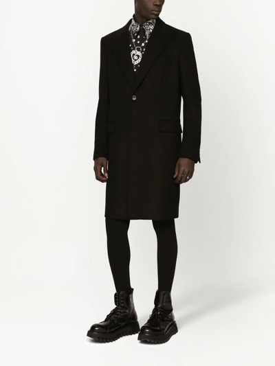 Dolce & Gabbana Single-breasted Wool Coat In Black