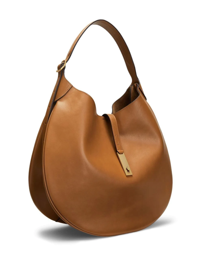 Polo Ralph Lauren Polo Id Large Calfskin Shoulder Bag In Tan
