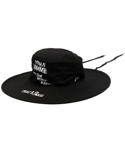 Shop Yohji Yamamoto Logo-print Cotton Hat In Schwarz