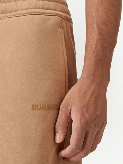 Shop Burberry Logo-print Cotton Track Shorts In Nude