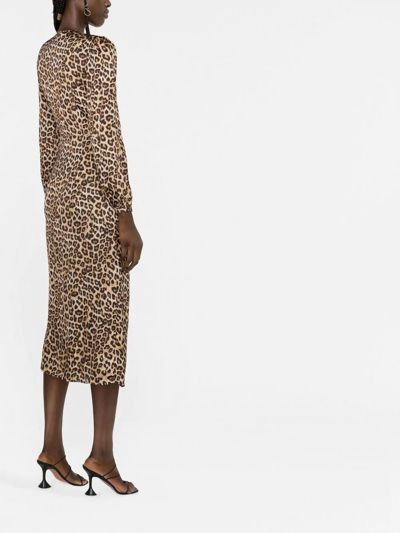 Shop Twinset Leopard-print Draped Dress In Nude