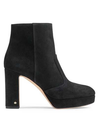 Shop Kate Spade Women's Barrett Suede Platform Ankle Boots In Black