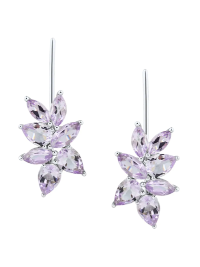 Shop Saks Fifth Avenue Women's Sterling Silver & Marquise Pink Amethyst Leaf Drop Earrings