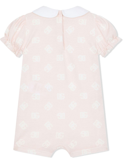 Shop Dolce & Gabbana Dg-logo Short-sleeve Romper In Pink