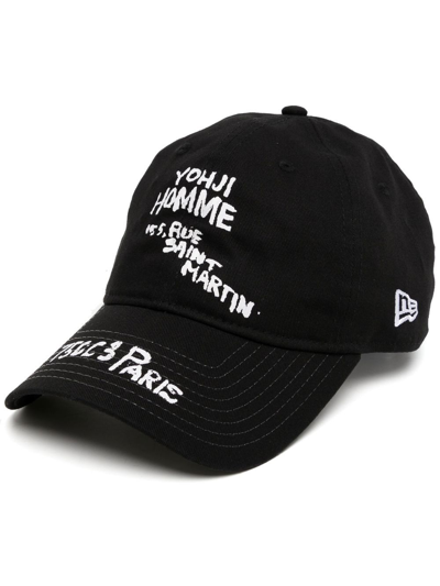Shop Yohji Yamamoto Logo-print Cotton Cap In Black