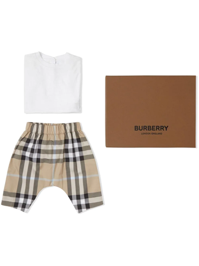 Shop Burberry Vintage Check Cotton Gift Set In White