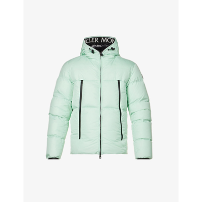 Shop Moncler Montcla Brand-applique Shell-down Jacket In Bright Green