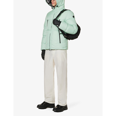 Shop Moncler Montcla Brand-applique Shell-down Jacket In Bright Green