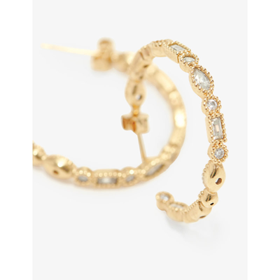 Shop Maje Womens Or Crystal-embellished Brass Hoop Earrings