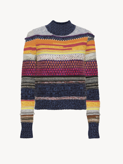 Shop Chloé Mock-neck Sweater Multicolor Size Xs 78% Cashmere, 22% Wool