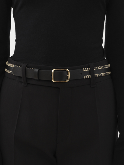 Shop Chloé Stitched Louela Belt Black Size S 100% Calf-skin Leather, Lambskin