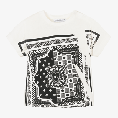 Shop Dolce & Gabbana Boys White Bandana Print T-shirt