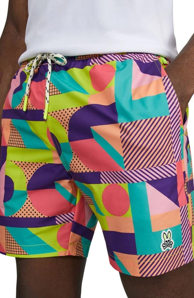 Shop Psycho Bunny Henry Deco Swim Trunks In Coral Gables