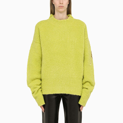 Shop Attico Oversized Sweater In A Lime Alpaca Blend In Green