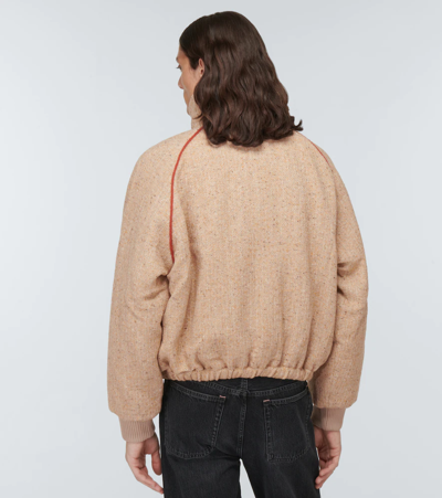 Shop Acne Studios Padded Tweed Jacket In Light Beige