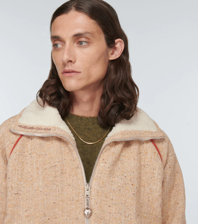 Shop Acne Studios Padded Tweed Jacket In Light Beige