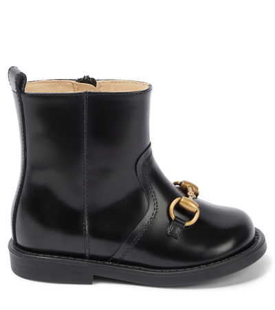 Shop Gucci Horsebit Leather Boots In Black