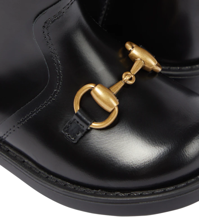 Shop Gucci Horsebit Leather Boots In Black