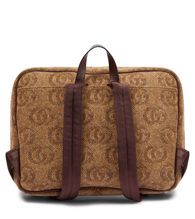 Shop Gucci Double G Jacquard Backpack In Nut Bro/cha/cha/char