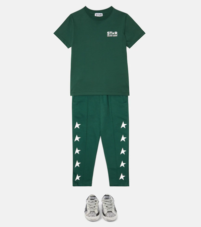 Shop Golden Goose Star Cotton-blend Jersey Sweatpants In Bright Green/white