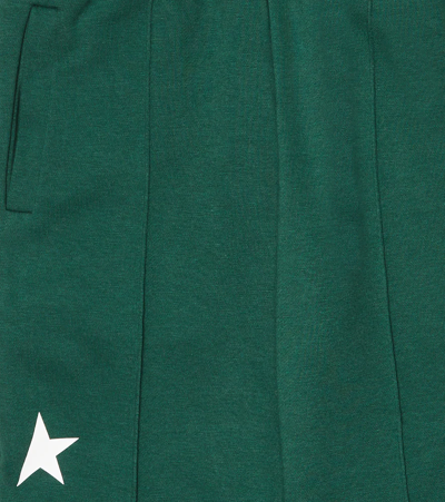 Shop Golden Goose Star Cotton-blend Jersey Sweatpants In Bright Green/white