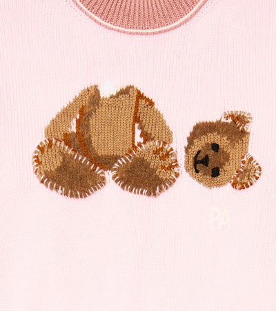 Shop Palm Angels Teddy Virgin Wool Knit Sweater In Pink Brown