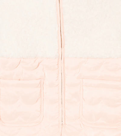 Shop Chloé Kids Faux Shearling-paneled Puffer Jacket In Pink