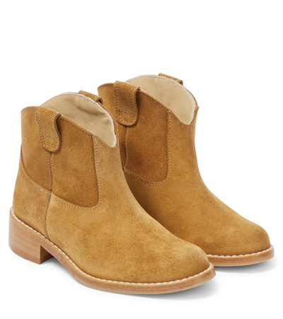 Shop Bonpoint Santiag Suede Boots In Camel