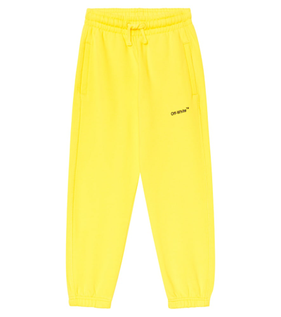 Off-white Arrows Cotton Jersey Sweatpants In Yellow Multicol