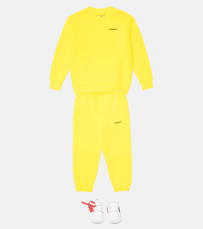 Shop Off-white Arrows Cotton Jersey Sweatpants In Yellow Multicol