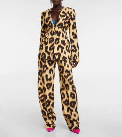 Shop Attico Leopard-print Blazer In Black/brown