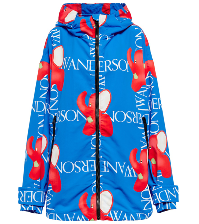 Shop Jw Anderson Hooded Logo Jacket In Blue