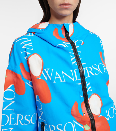 Shop Jw Anderson Hooded Logo Jacket In Blue