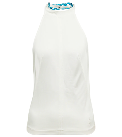 Shop Jw Anderson Chain-embellished Halterneck Top In Off White