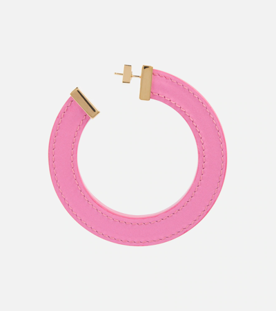 Shop Jacquemus La Creole Linu Leather Hoop Earrings In Pink