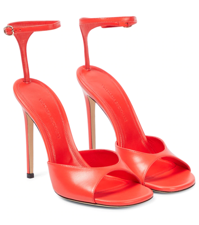 Shop Victoria Beckham Leather Sandals In Bright Orange