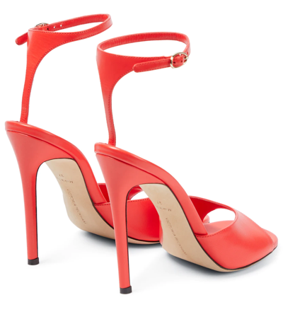 Shop Victoria Beckham Leather Sandals In Bright Orange